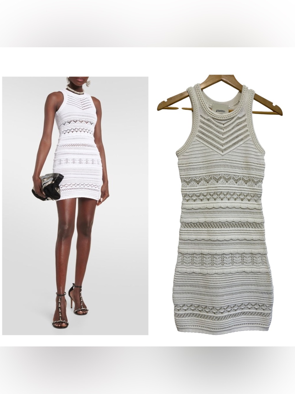 Isabel Marant White Crochet Cotton-Blend Mini Dress Sleeveless Size 36 (US 4)